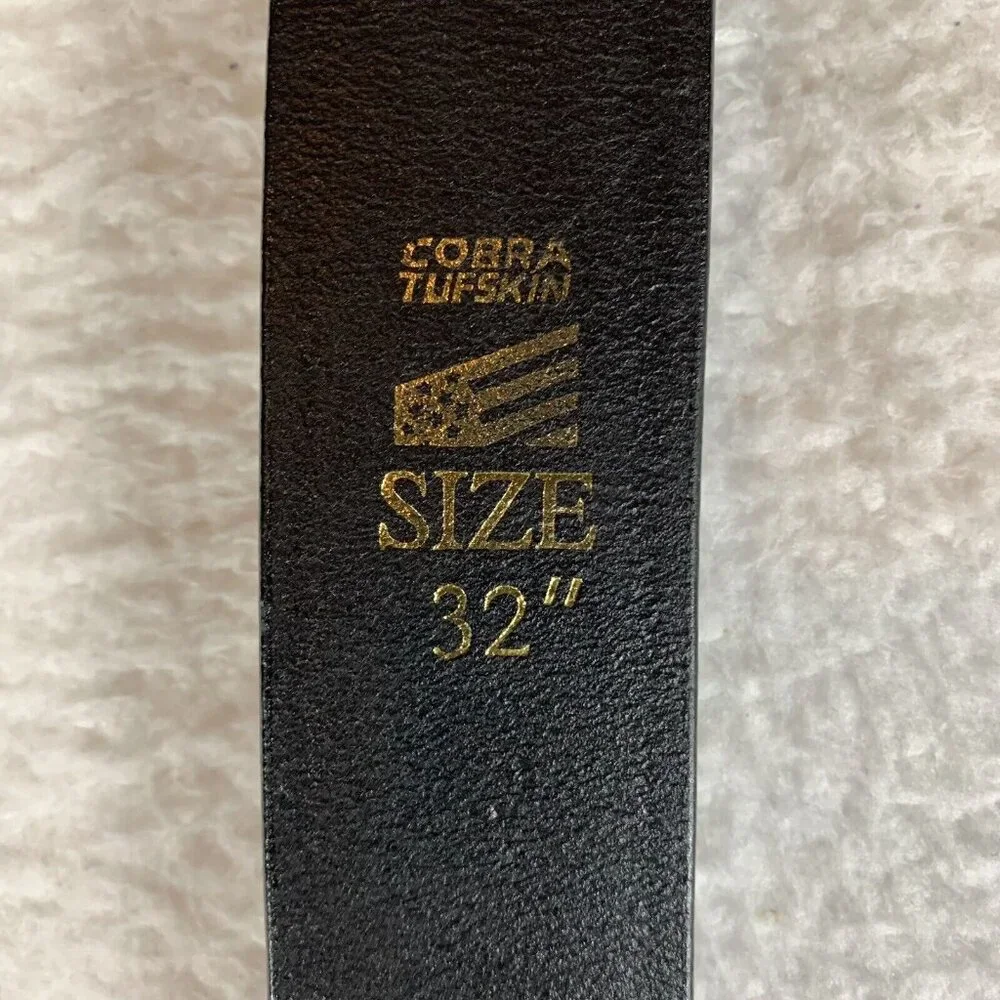 Cobra Tufskin Belt Men 32 Black Leather Chrome Buckle Dress EMS Corrections 9609